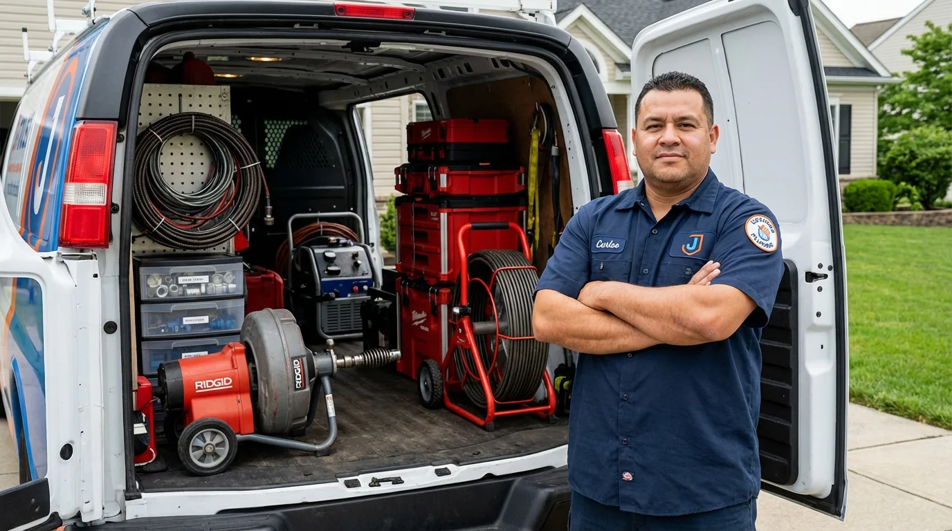 Professional drain cleaning equipment and Johns Plumbing LLC plumber in Oak Park